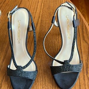 Embellished beaded black dress high heel